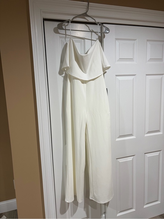 Lulus Pants - Lulu's Cream Draped Strap Spaghetti Wide-Leg Jumpsuit